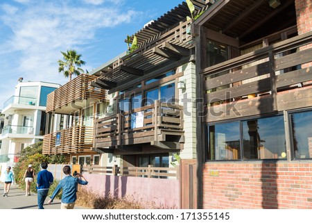 LOS ANGELES, CALIFORNIA - DECEMBER 27: House on Venice beach during a sunny day in Los Angeles, CA, on December 27, 2013.