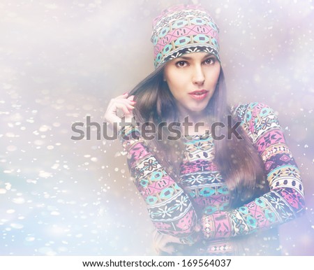 Attractivw woman.winter outfit