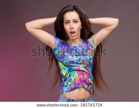 Young girl showing wow face