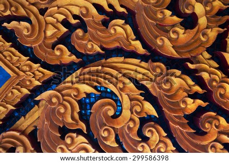 traditional clay ornament pattern in one of the temples in the Asia, Thailand