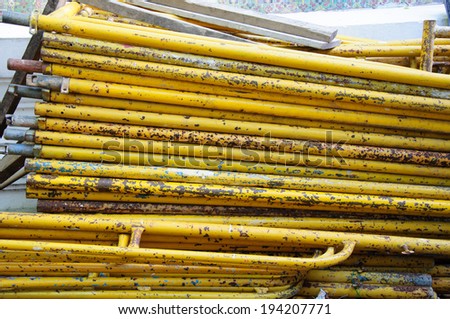 yellow old of fence steel in industrial factory
