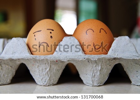 Crying and smile eggs, happy and sad