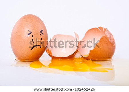 Crying eggs with break eggs isolated.