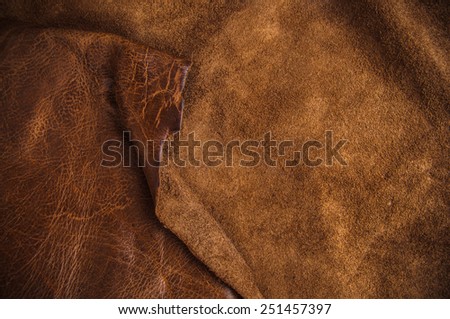 Dark Brown Leather for Concept and Idea Style of Fine Leather Crafting, Handcrafts Work Space, Handmade Leather handcrafted, leather worker. Background Textured and Wallpaper.