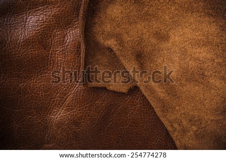 Dark Brown Leather and Suede for Concept and Idea Style of Fine Leather Crafting, Handmade Leather handcrafted, Background Textured and Wallpaper.