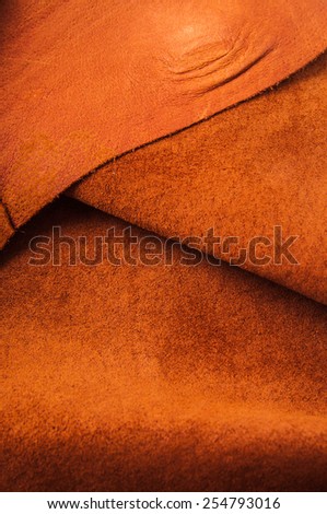 Brown, Orange Leather for Concept and Idea Style of Fine Leather Crafting, Handcrafts, Handmade, handcrafted, leather worker. / Background Textured and Wallpaper. Rustic Style. Vertical.