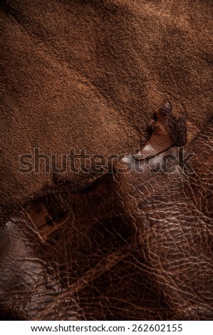 Brown Leather for Concept and Idea Style of Fine Leather Crafting, Handcrafts Workspace, Handmade or Handcrafted Leather Worker. Background Textured and Wallpaper. Vintage Rustic. Vertical.