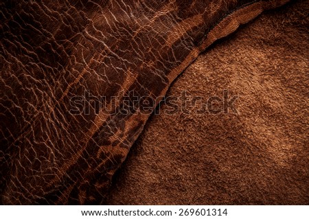 Brown Leather for Concept and Idea Style of Fine Leather Crafting, Handcrafts, Handmade Handcrafted, Leather Worker. Background Textured and Wallpaper. Vintage Rustic.