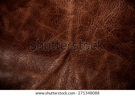 Brown Leather for Concept and Idea Style of Fine Leather Crafting, Handcrafts Workspace, Handmade or Handcrafted Leather Worker. Background Textured and Wallpaper. Vintage Rustic. Close up Full frame.