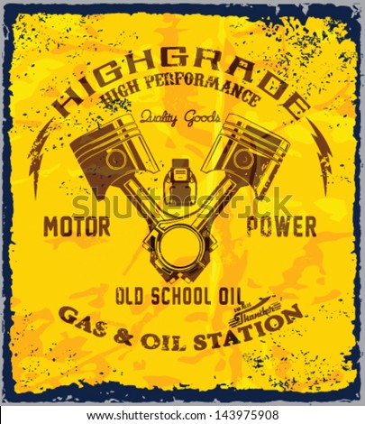 vintage gas & oil station sign.vintage power oil vector print vintage gas & oil station sign.vintage power oil vector print