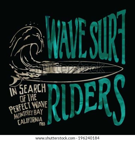 vector illustration drawing pacific surf beach summer heat print.wave surf print vector set vector illustration drawing pacific surf beach summer heat print.wave surf print vector set