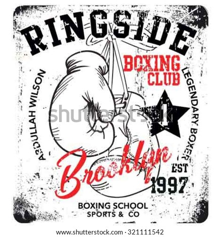 handmade illustration vector sketch athletics boxing gloves logo with wording for apparel