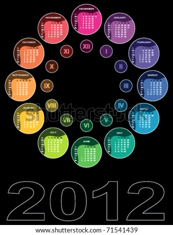 annual calendar 2012. circular calendar 2012 on