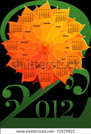 2012 Calendars  Holidays on Stock Vector   Calendar 2012   Flower  German With Holidays  Monday