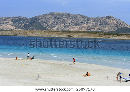 La Pelosa beach in Stintino, Sardinia. Low season September.