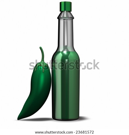This is a rendering of a  jalapeno and Hot Sauce