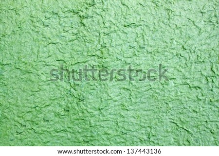 Green paper handmade mulberry paper background texture.