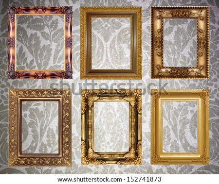 Old Antique  frame Isolated Decorative Carved Wood Stand Antique Frame Isolated On White Background