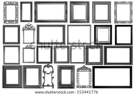 Set of Vintage Black picture frame, isolated with clipping path