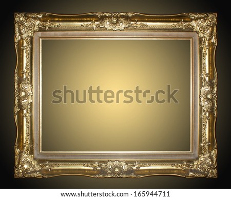 Picture frame gold  isolated on black  background