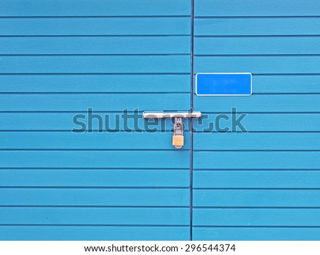 key lock on wood door blue security.