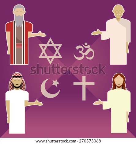 Vector image of set of religion icons