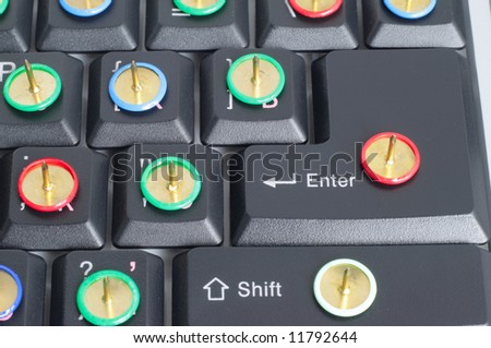 keyboard with thumb tacks