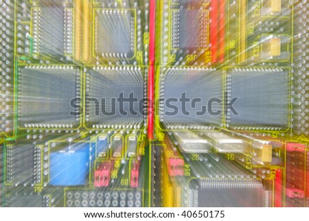 Abstract background from the printed-circuit board with radio components