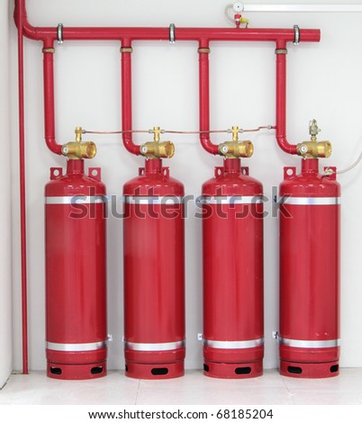 Industrial system of a gas fire extinguishing