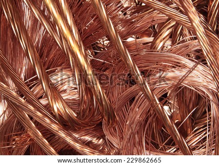 fragments of copper electric cable