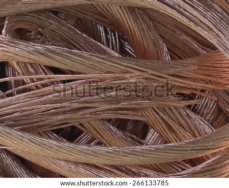 fragments of prepared copper electric cable