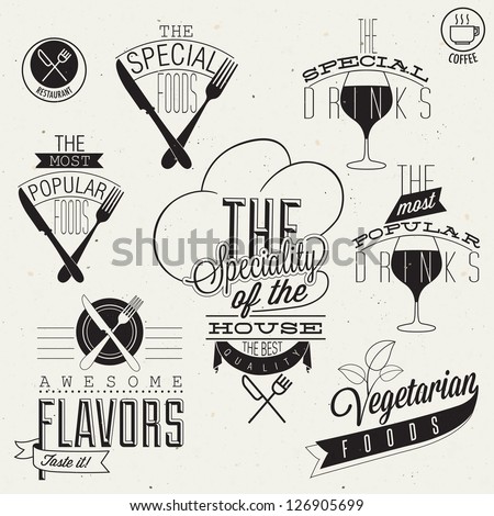 Vinate style restaurant menu designs and illustrations Calligraphic an typographic style titles and symbols for restaurant menu design Hand lettering style typographic symbols for restaurant Vector Vinate style restaurant menu designs and illustrations Calligraphic an typographic style titles and symbols for restaurant menu design Hand lettering style typographic symbols for restaurant Vector