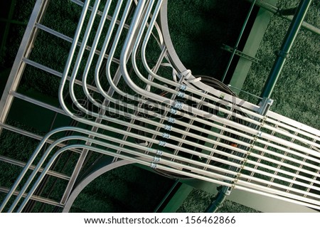 Array of newly installed electrical conduits