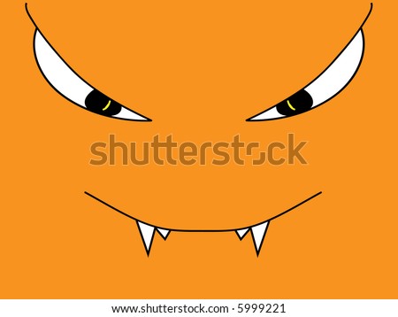 evil face in halloween orange