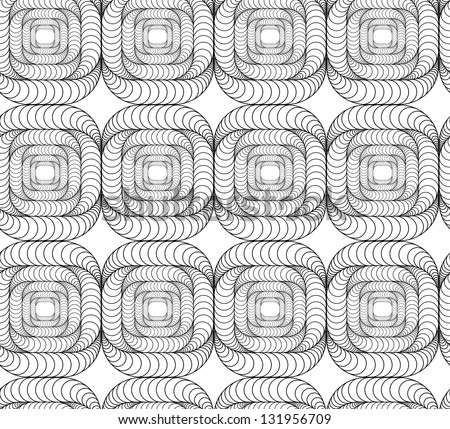 Abstract seamless black and white pattern with rows and columns of rounded figures