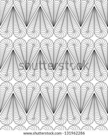 Abstract seamless black and white pattern with heart-shaped figures
