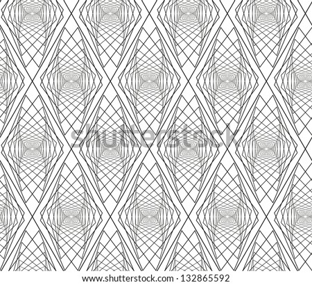 Abstract seamless black and white pattern with diminishing and rotating  angular figures
