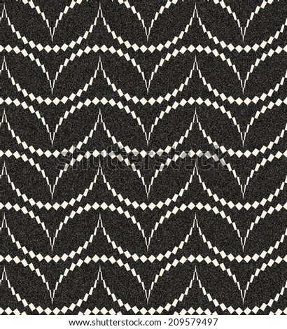 Abstract seamless monochrome pattern in retro style with winding structure. Retro decoration with gothic motive, sepia tone and speckled texture. Visual effect of old worn down background.