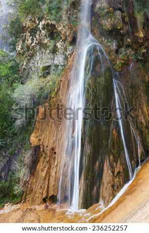 Chorrogil waterfall located in the Sierra de las Villas, in the Cazorla, Segura and Las Villas Jaen, Spain