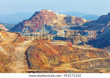 This mine is located in Riotinto, Huelva, Spain. This area along the Rio Tinto, in the Andalusian Province of Huelva in Spain has been mined for copper, silver, gold, and other minerals.