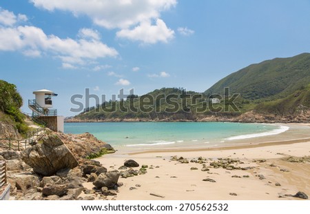 Big waves beach is part of Shek O country park in Hong Kong island. This is the end of the very popular Dragon\'s Back Trail.