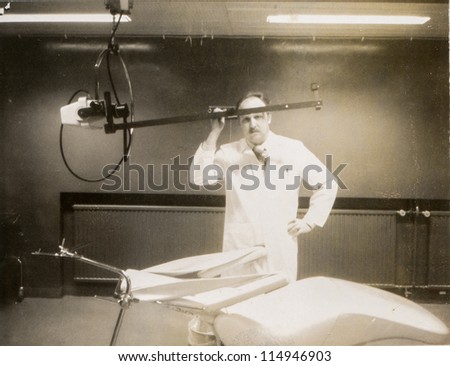 Vintage photo young doctor in hospital (early seventies)