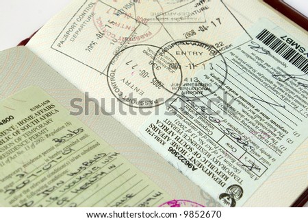 Passport with South-African visas