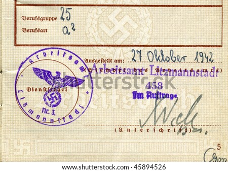 Work permit - Nazi occupation in Poland - stamp