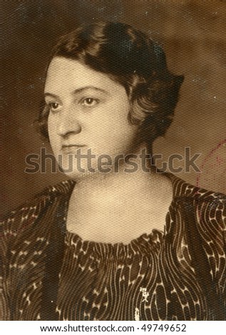 Vintage photo of middle-age woman (forties)