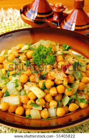 Moroccan warm chickpeas salad