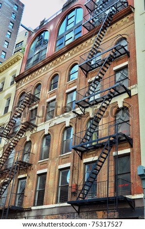 Building with fire escape in New York