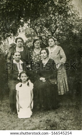 GANSERNDORF, AUSTRIA, CIRCA THIRTIES: Vintage photo of farmers family, Ganserndorf, Austria, circa thirties