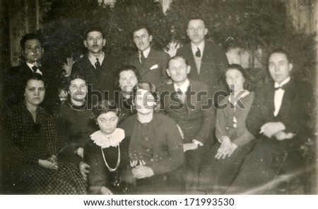 BIELSKO, POLAND, CIRCA 1940s: Vintage photo of group of multigenerational family