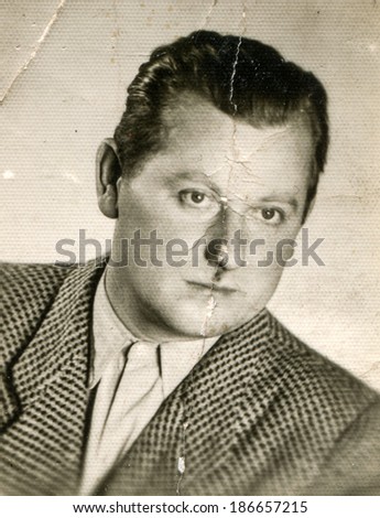 LODZ, POLAND, CIRCA 1950\'s: Vintage photo of man
